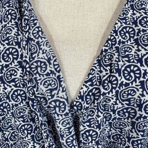 Talbots X-Large Faux Wrap Top Geometric Surplice V-Neck Dolman Elbow Sleeves - Picture 3 of 12